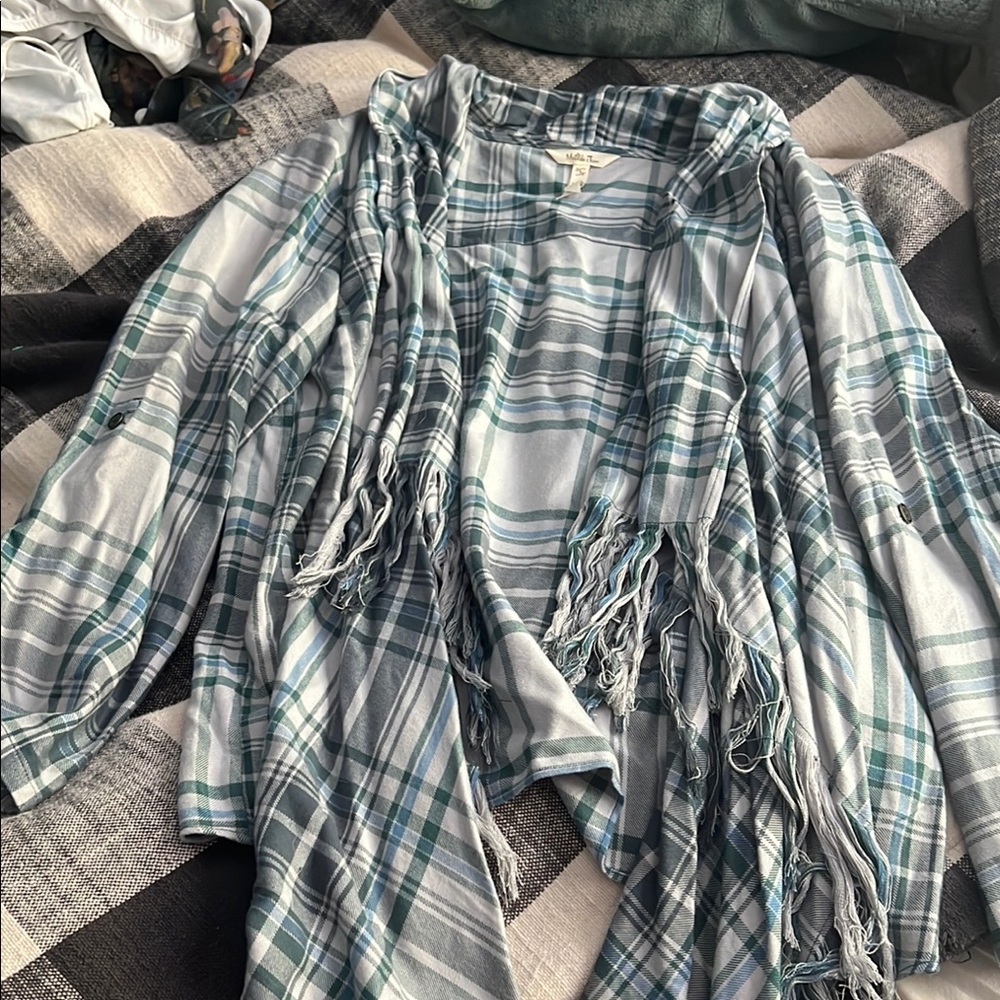 Plaid Fringe cardigan